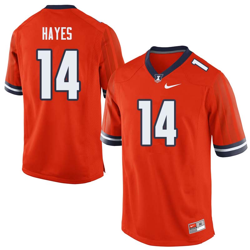 Men #14 Blake Hayes Illinois Fighting Illini College Football Jerseys Sale-Orange - Click Image to Close